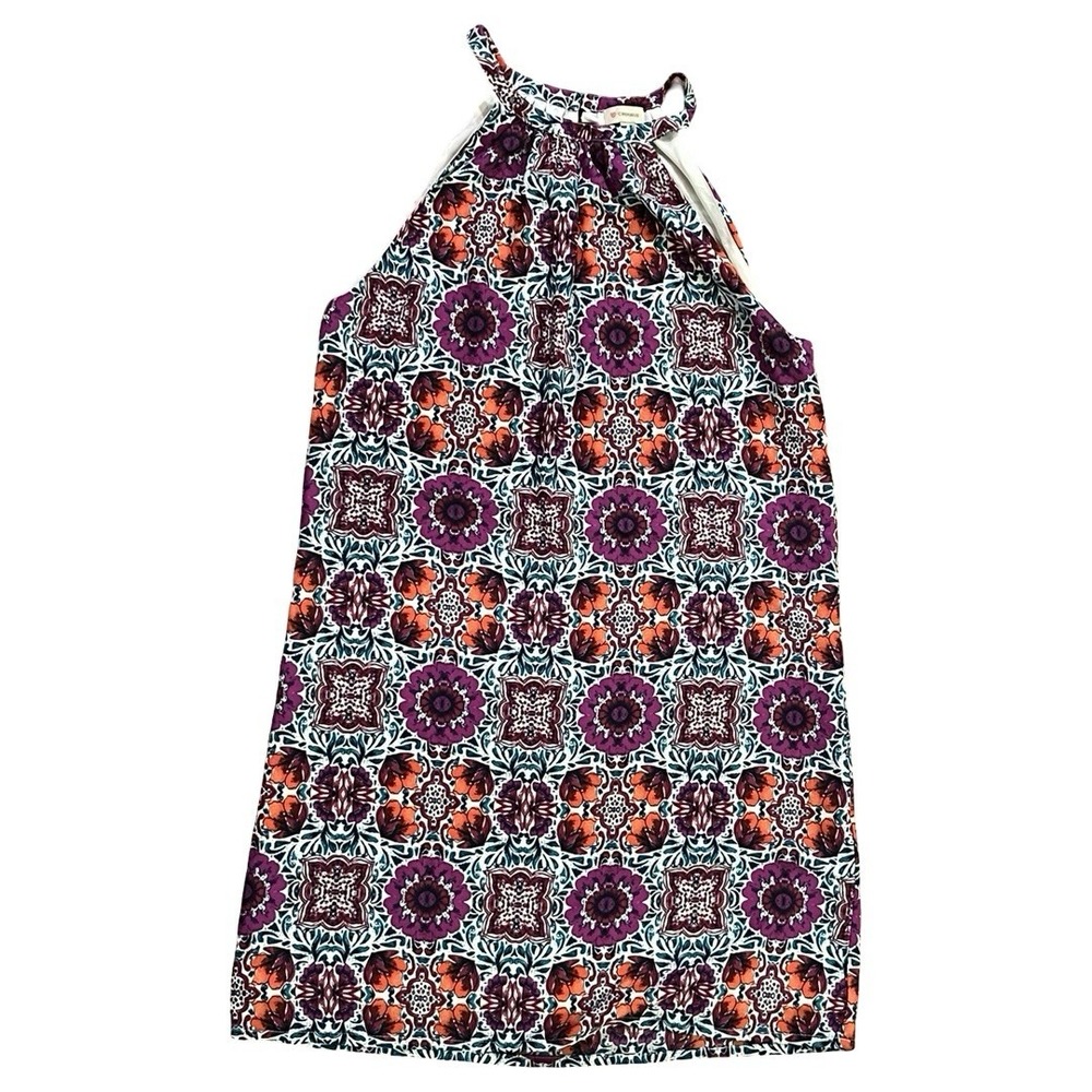 Cremieux Womens Halter Mini Dress Purple Orange Medallion‎ Paisley Print Size 2